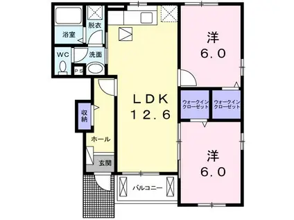 コットン ハウスI(2LDK/1階)の間取り写真