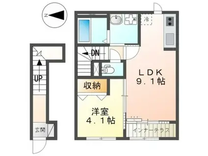 MSレジデンスHIMEJI(1LDK/2階)の間取り写真