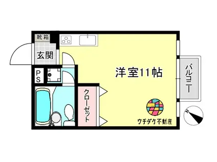 プレイヤー新屋敷(ワンルーム/5階)の間取り写真