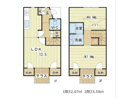 ビラージュ末広町(2LDK/1階)の間取り写真