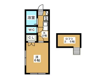 ヒルトップ銀河(1K/1階)の間取り写真