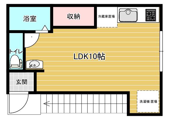 コーポ合川(ワンルーム/2階)の間取り写真