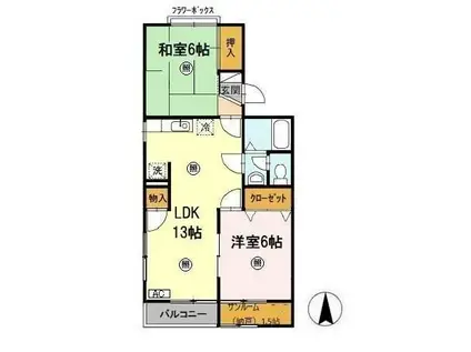 レジデンスT・H II号館(2LDK/1階)の間取り写真