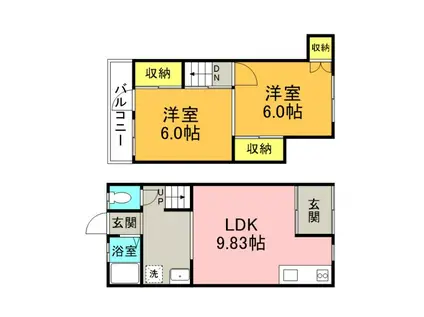 メゾネットみどり(2LDK/1階)の間取り写真