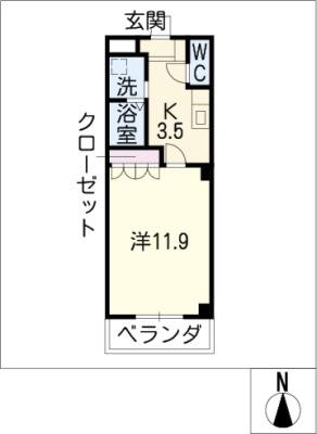 メゾン蓮池(1K/1階)の間取り写真