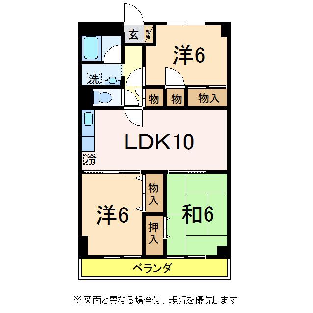 旭町いづみプラザ(3LDK/5階)の間取り写真