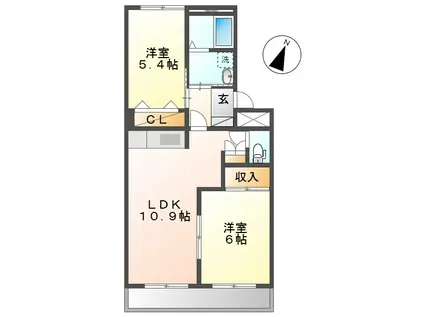 プチフルール(2LDK/2階)の間取り写真