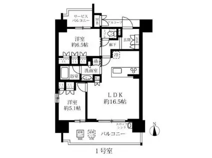 グランパセオ名駅那古野(2LDK/6階)の間取り写真