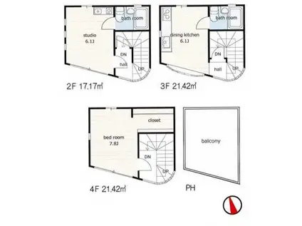 菊ビル(2SDK/2階)の間取り写真
