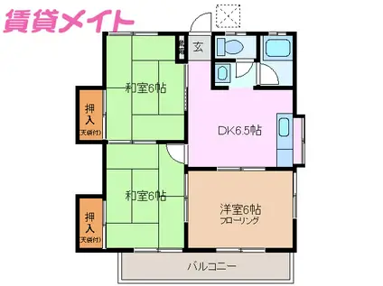 第一小杉ハイツ(3DK/2階)の間取り写真