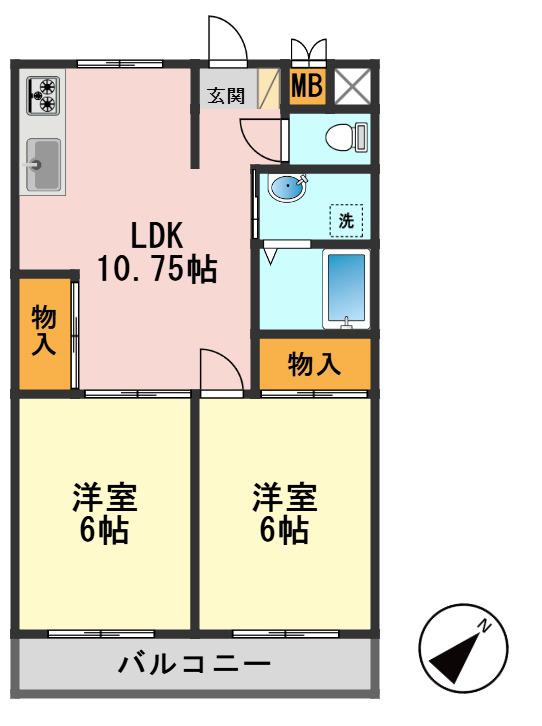 サンメゾン小岩(2LDK/3階)の間取り写真