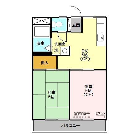 リバーサイド B(2DK/1階)の間取り写真