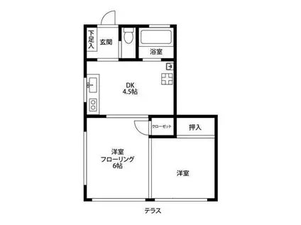 コーポ弥生(2DK/1階)の間取り写真
