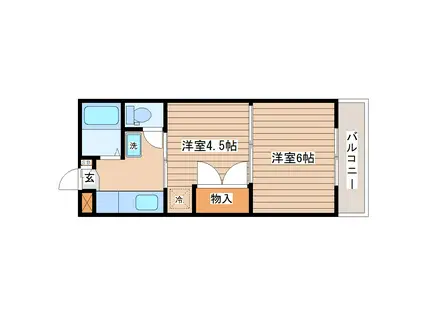 アーバンハイツ向山(2K/5階)の間取り写真