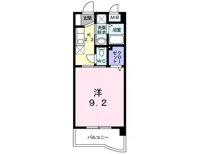 ルミネスタ学研台(1K/2階)の間取り写真