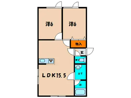 ラ・メゾン・ボワI(2LDK/1階)の間取り写真