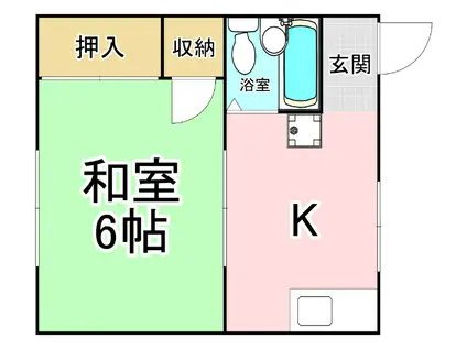 プライマリー下到津(1K/2階)の間取り写真