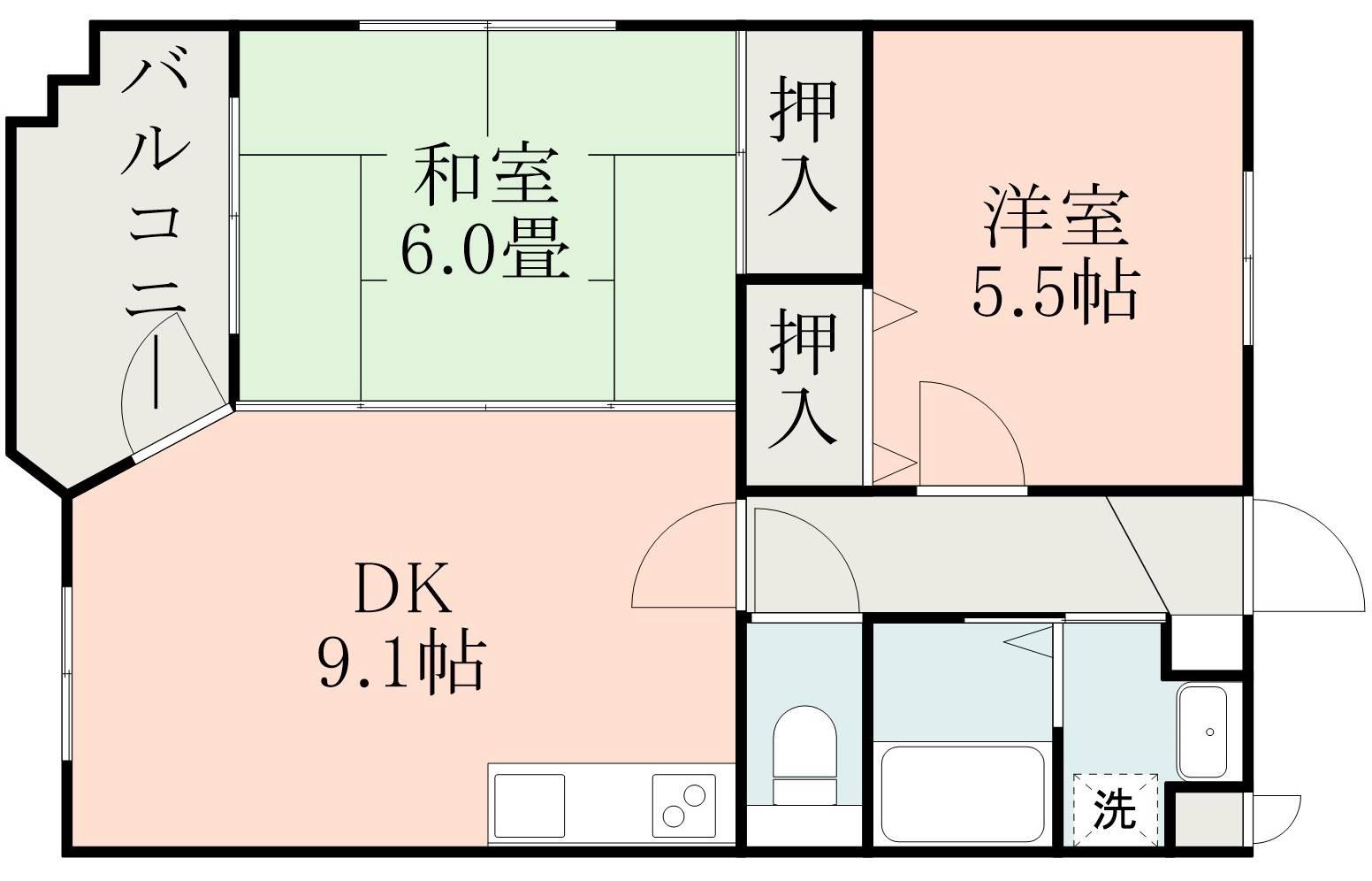 ヒルサイドテラス(2DK/3階)の間取り写真