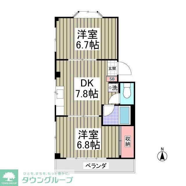 フランソワール(2DK/2階)の間取り写真