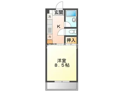 パレス峰II(1K/1階)の間取り写真