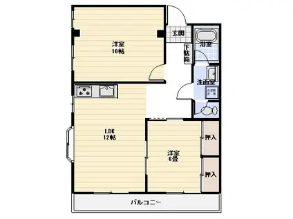 石島城山マンション(2LDK/1階)の間取り写真