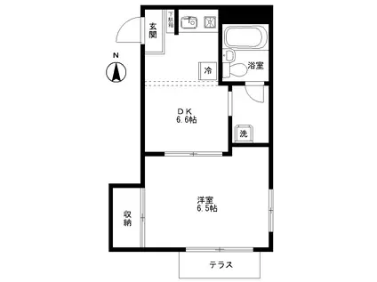 ドミールゴードC(1DK/1階)の間取り写真