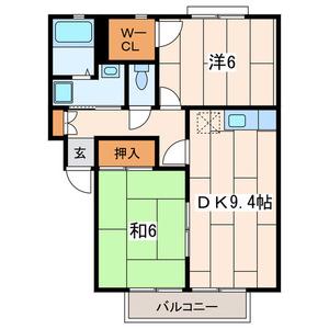 ウィンドワード(2DK/1階)の間取り写真