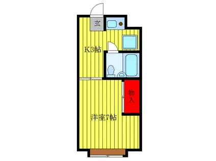 メゾンドールS(1K/3階)の間取り写真