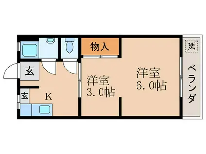 マンション山科B棟(2K/2階)の間取り写真