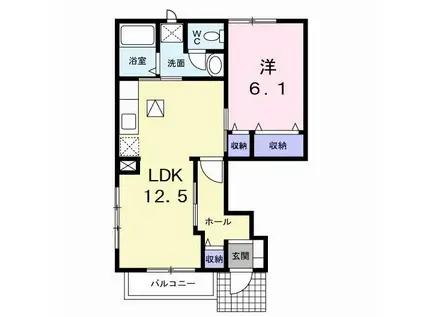 フォンテ-ヌB(1LDK/1階)の間取り写真