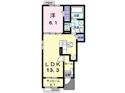 メゾン・ド・ポワールA(1LDK/1階)の間取り写真