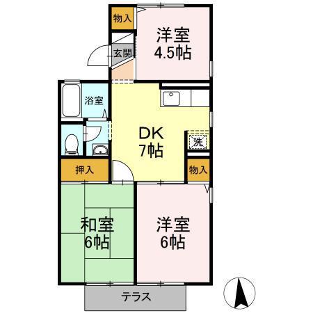 ヴァンヴェール・21(3DK/1階)の間取り写真