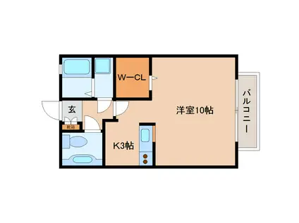 ヴェッターハーン(1K/1階)の間取り写真