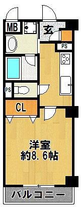 サンシャイン北神戸(1K/2階)の間取り写真