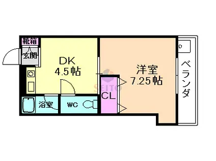 コーポ大槻(1DK/3階)の間取り写真