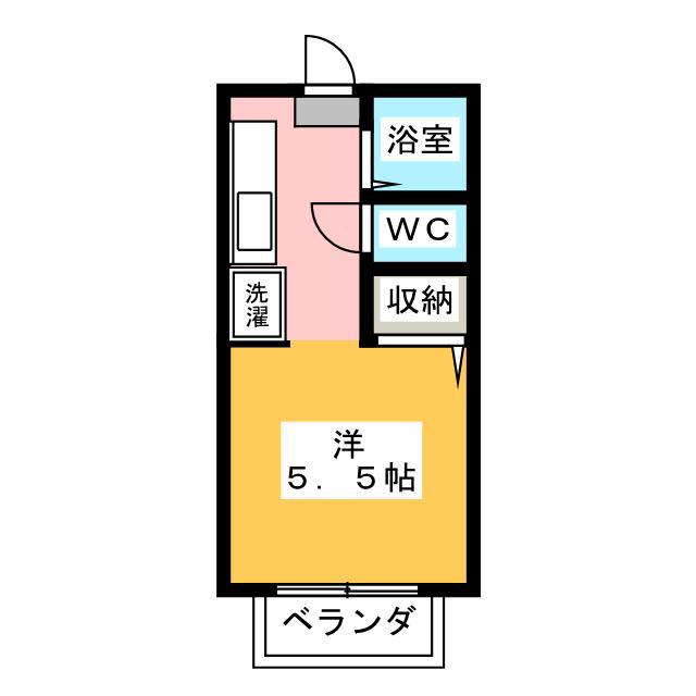 ダンケタカミヤII(1K/2階)の間取り写真