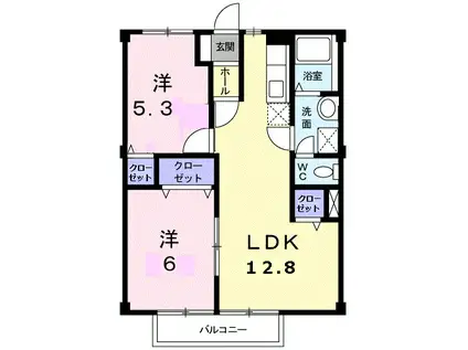 エクセルコート(2LDK/2階)の間取り写真