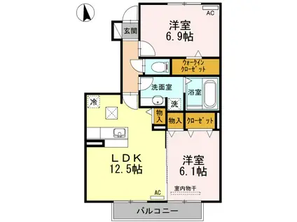 ソシア・ミズノ(2LDK/1階)の間取り写真