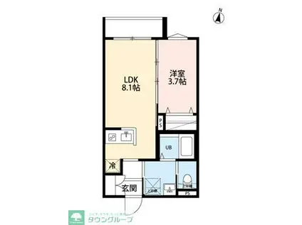 YUI TERRACEII(1LDK/1階)の間取り写真