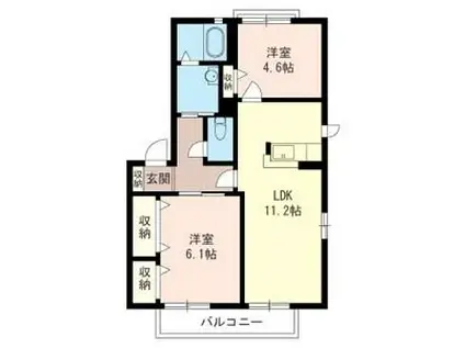 グリーンハイツB(2LDK/2階)の間取り写真
