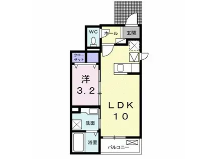 ラ・フェリーチェII(1LDK/1階)の間取り写真