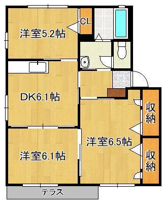 デューク沼口(3DK/2階)の間取り写真