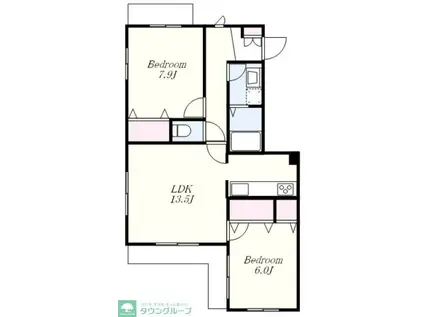 センターハイツ池田山(2LDK/1階)の間取り写真