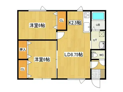 ラポール(2LDK/2階)の間取り写真