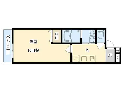 フジパレス太子橋II番館(1K/2階)の間取り写真