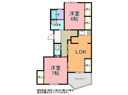 カーサ・コルディアーレ(2LDK/1階)の間取り写真