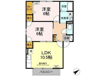 TMKホープIT棟(2LDK/2階)の間取り写真