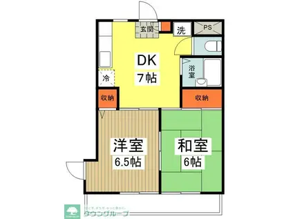 トレフールD(2DK/3階)の間取り写真