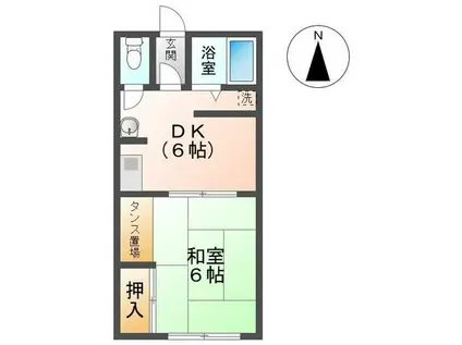 スカイハイツ(1DK/2階)の間取り写真