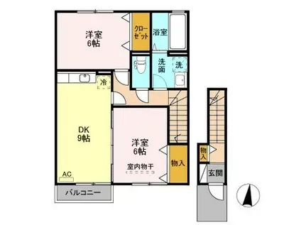 ルミエールA&K I・II・III(2DK/2階)の間取り写真